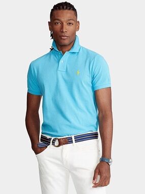 Polo by Ralph Lauren Men's Bright Aqua Polo with Yellow Pony